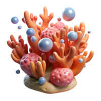 Undersea Coral Reef with Floating Bubbles 3D Render png