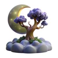 Enchanted Tree on Moonlit Clouds png