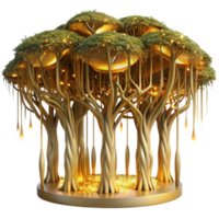 Enchanted Golden Tree Illuminated Canopy Glowing Lights png