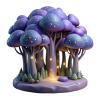 Enchanted Glowing Forest 3D Render of Magical Trees png
