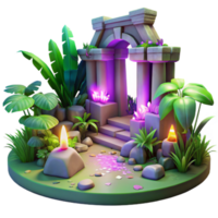 Mystical Jungle Gateway 3D Render of Ancient Ruins png