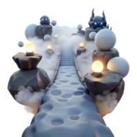 Mystical Stone Path 3D Render of Fantasy Landscape png