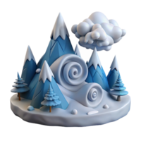 Winter Wonderland Snowy Mountains, Swirling Winds, and Frosty Trees png