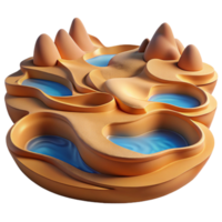 Abstract Desert Oasis 3D Render of Sand Dunes and Water Pools png