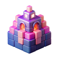 3D Render of Abstract Block Structure png