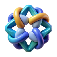 Abstract 3D Intertwined Shapes Colorful Knot Design png
