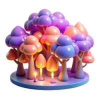 Enchanted Glowing Forest 3D Render of Fantasy Trees png