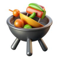3D Render of Colorful Fruit Skewers in a Bowl png