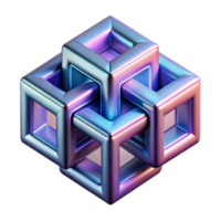 Interlocking Cubes Abstract 3D Metallic Structure png