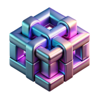 Interlocking 3D Cube Abstract Geometric Puzzle png