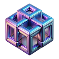 Interlocking Metallic Cubes Abstract 3D Geometry png