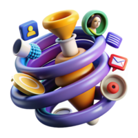 Abstract 3D Spiral Communication, Network, and Data Visualization png