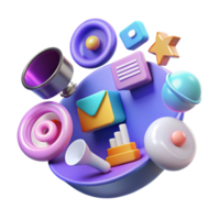3D Abstract Icons Multimedia, Communication Data png