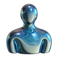 Abstract Blue Metallic Figure A 3D Render png
