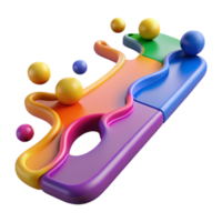 Abstract Colorful 3D Render of Balls in a Track png