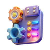 3D Colorful Interface Settings, Controls, and Checklists png