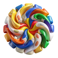 Abstract Colorful Swirl 3D Render of Intertwined Shapes png