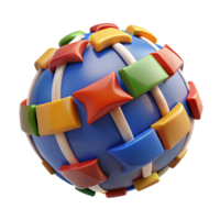 Colorful 3D Globe with Interlocking Blocks png