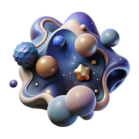 Abstract 3D Render Cosmic Fluid Form with Spheres png