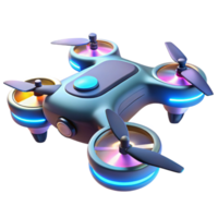 Futuristic Drone Design Illuminated Quadcopter with Advanced Propellers png