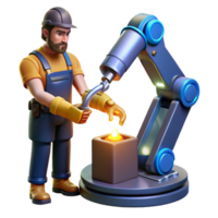 trabalhador usando robótico braço para precisão fabricação png