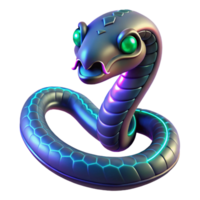 Neon Serpent A Digital Render of a Futuristic, Bio-Mechanical Snake png