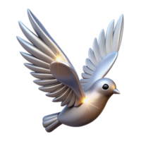 Silver Dove in Flight Digital Render of a Sparkling Bird png