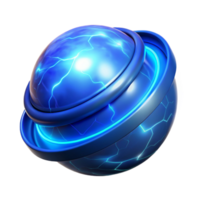 Glowing Blue Energy Sphere with Crackled Surface and Ring png