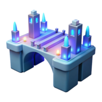 Luminous 3D Render of a Fantasy Bridge with Towers and Lights png
