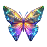 Iridescent Geometric Butterfly A Digital Render of a Colorful, Faceted Insect png