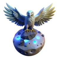 Majestic White Eagle on Illuminated Celestial Body png