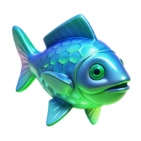 3D Render of a Shiny, Cartoon Fish with Hexagonal Scales png