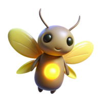 Adorable 3D Render of a Glowing Firefly Creature png