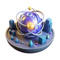 Abstract 3D Render of a Futuristic Sphere with Geometric Shapes png
