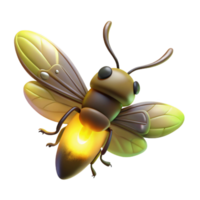 Glowing Insect, 3D Render of Firefly, Luminous Bug, Night Creature, Illuminated Wings, Summer Insect, Digital Art, Realistic Firefly, Nature Illustration, Cartoon Bug png