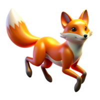 3D Render of a Playful Jumping Fox png