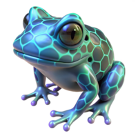 3D Render of a Shiny, Blue Frog with Hexagonal Pattern png