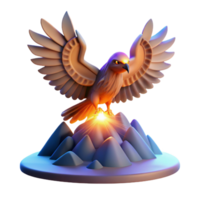Majestic Bird of Prey Soaring Above Mountain Peaks 3D Render png