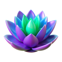 Vibrant Iridescent Lotus Flower Digital Render of a Colorful Bloom png