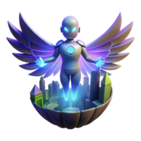 Angelic Robot Guardian of the Metropolis A Digital Render png