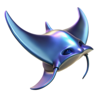 Iridescent Stingray Digital Model Abstract Aquatic Creature Render png
