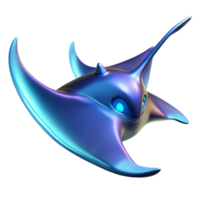 3D Render of Iridescent Stingray Creature png