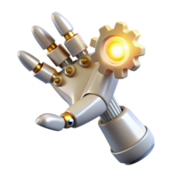 Robotic Hand with Glowing Gear Automation, Technology, and Innovation png