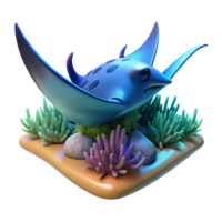 3D Render of a Stingray in an Ocean Habitat png