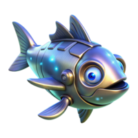 Futuristic Robotic Fish Digital Render of a Metallic Aquatic Robot png