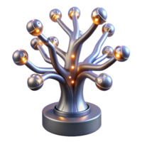 Abstract Metallic Tree Sculpture with Illuminated Nodes png