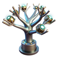 Futuristic Energy Tree Sci-Fi Digital Model of a Technological Tree with Glowing Orbs png