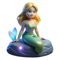 3D Render of a Mermaid Sitting on a Rock png