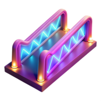 Neon-Lit Staircase Digital Render of Futuristic Architecture png