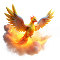 Mythical Firebird Soaring Through Clouds of Fire png